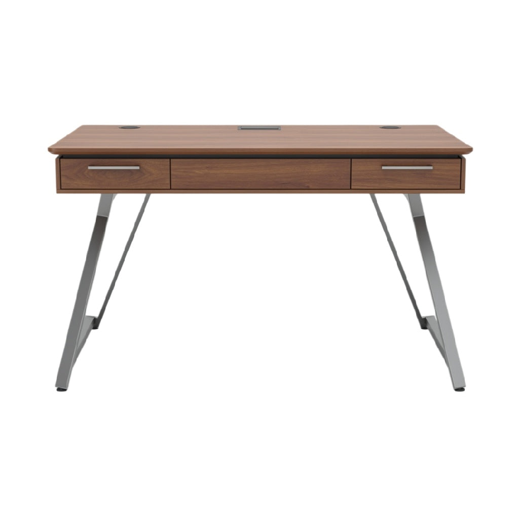 Bureau moderne en bois avec tiroirs et pieds en métal