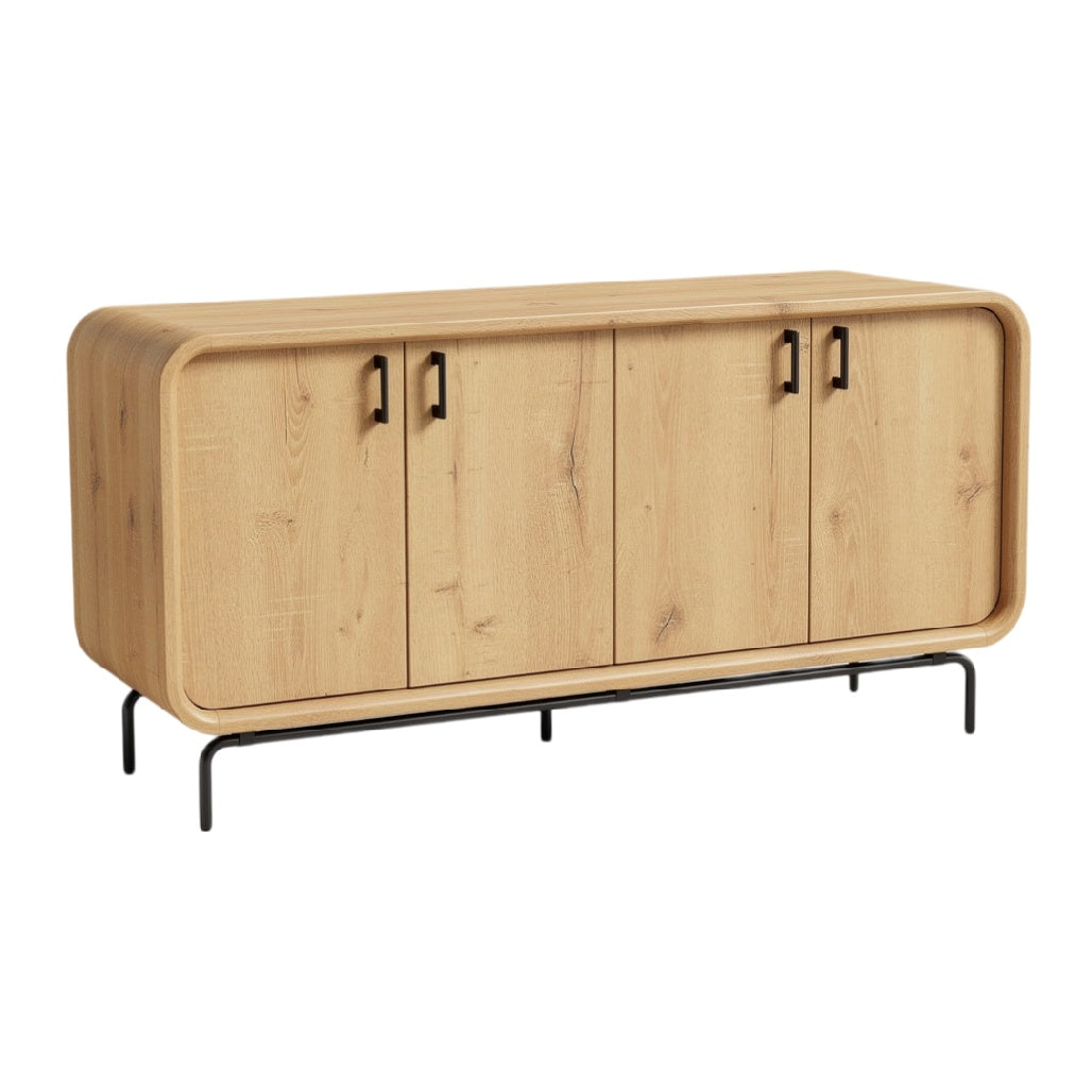 Buffet en bois avec pieds en métal et design contemporain