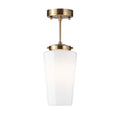 Suspension en verre blanc avec finition en laiton