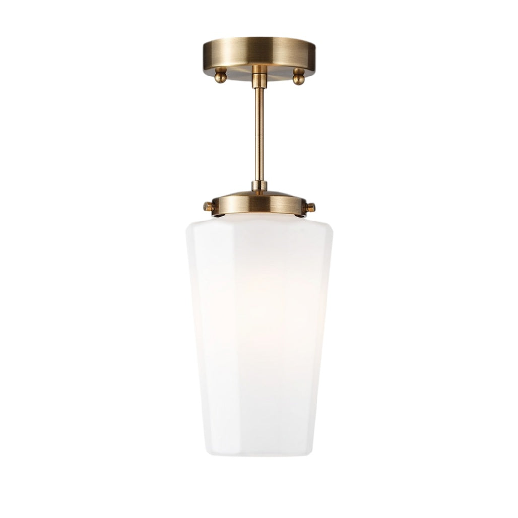 Suspension en verre blanc avec finition en laiton