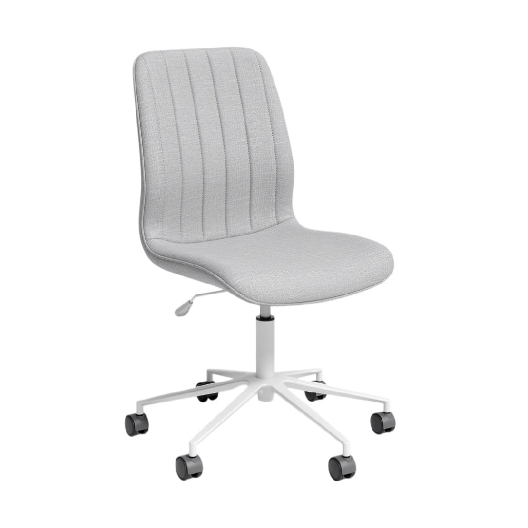 Chaise de bureau ergonomique en tissu gris, roues pivotantes et support ajustable