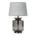 Lampe de table en verre fumé avec abat-jour en tissu