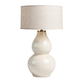 Lampe de table en céramique avec abat-jour en lin