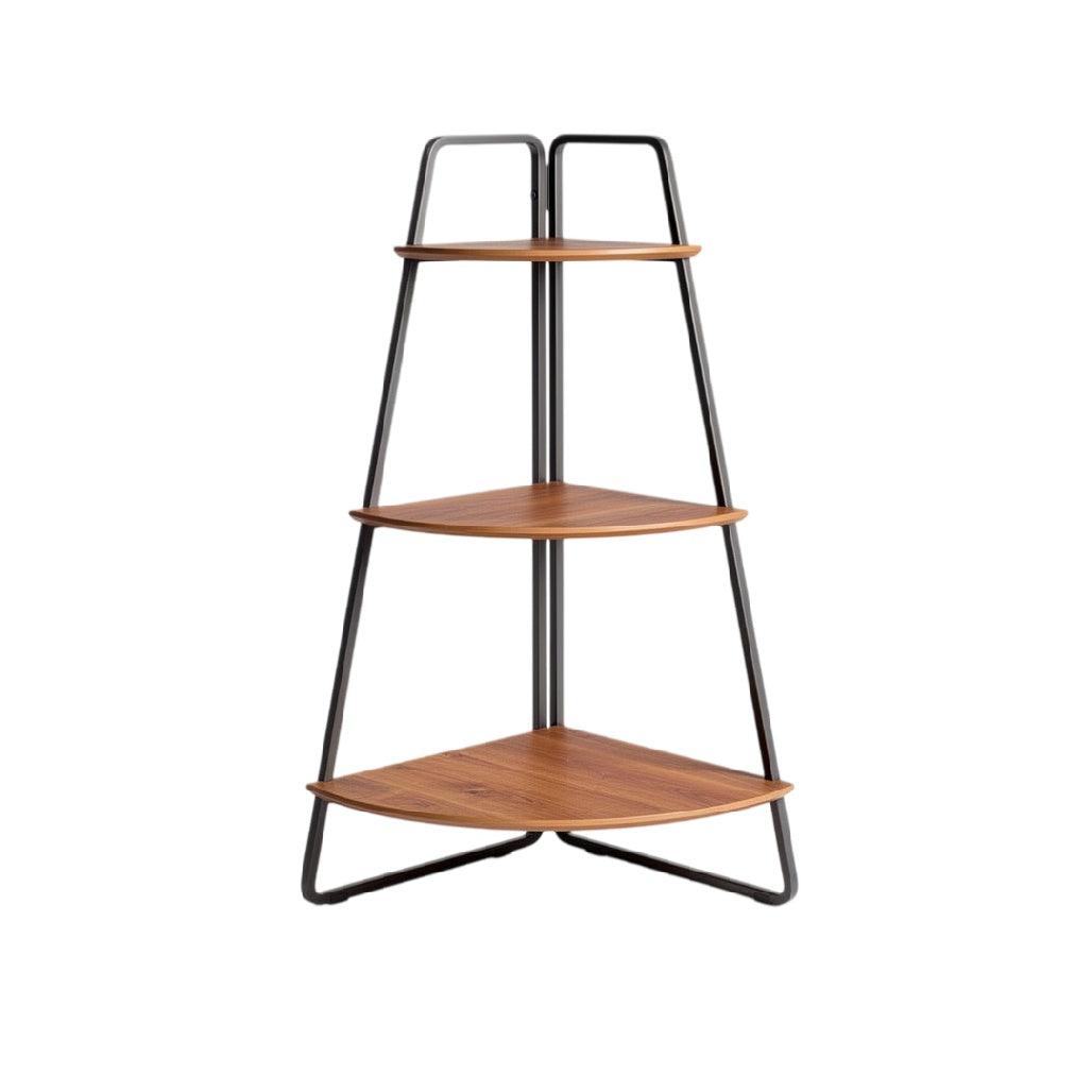 Étagère d'angle en bois et métal - Design moderne à trois niveaux